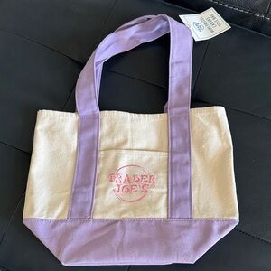 Trader Joe’s Lavender Trim Canvas Tote Bag - New